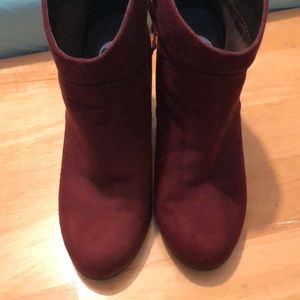 Leather Maroon Booties -  Ties in Back